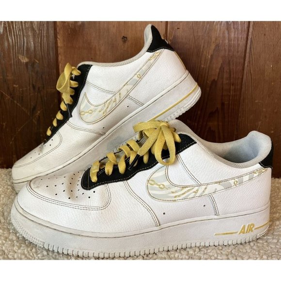Nike Air Force One 07 LV8 Gold Links Zebra Print Sneakers Men’s Size 12 AF1 - Picture 2 of 9